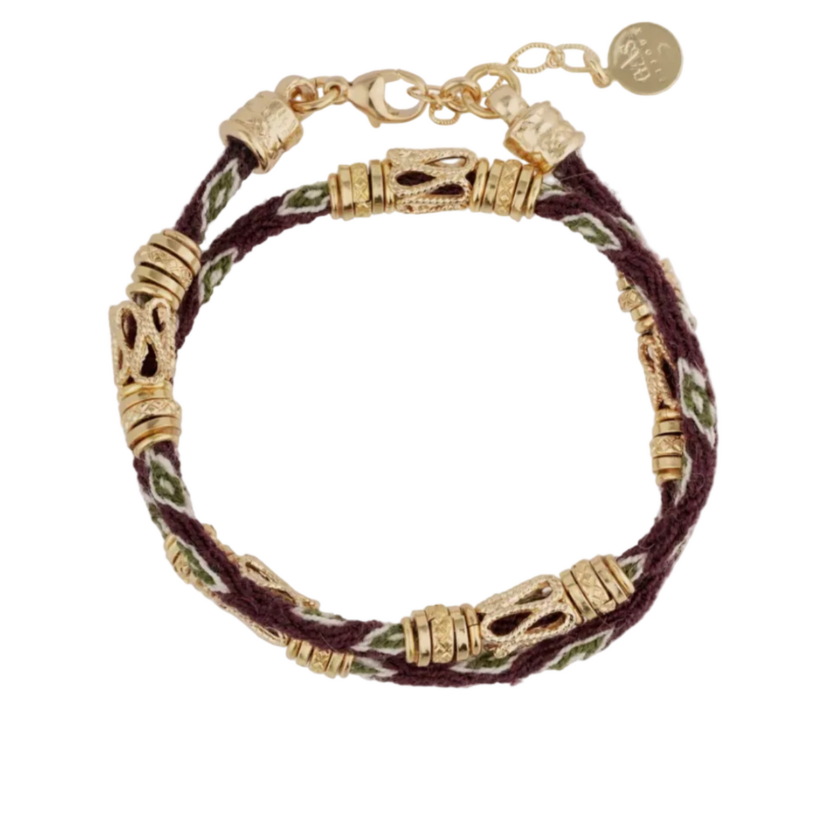 GAS BIJOUX - BRACELET LIMA DOUBLE - BORDEAUX - MÉTAL DORÉ