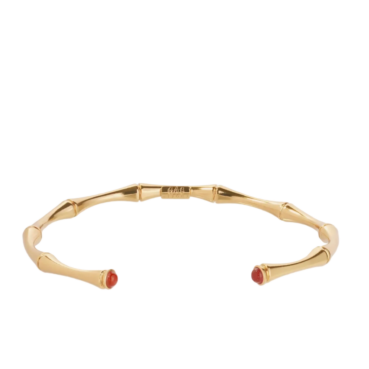 GAS BIJOUX - BRACELET BAMBOU CABOCHONS MINI -  CORNALINE - METAL DORÉ