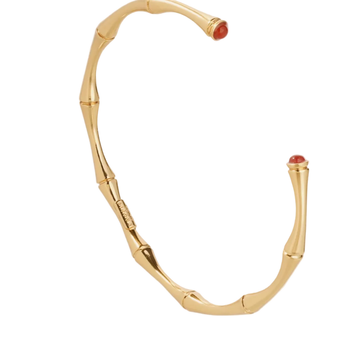 GAS BIJOUX - BRACELET BAMBOU CABOCHONS MINI -  CORNALINE - METAL DORÉ