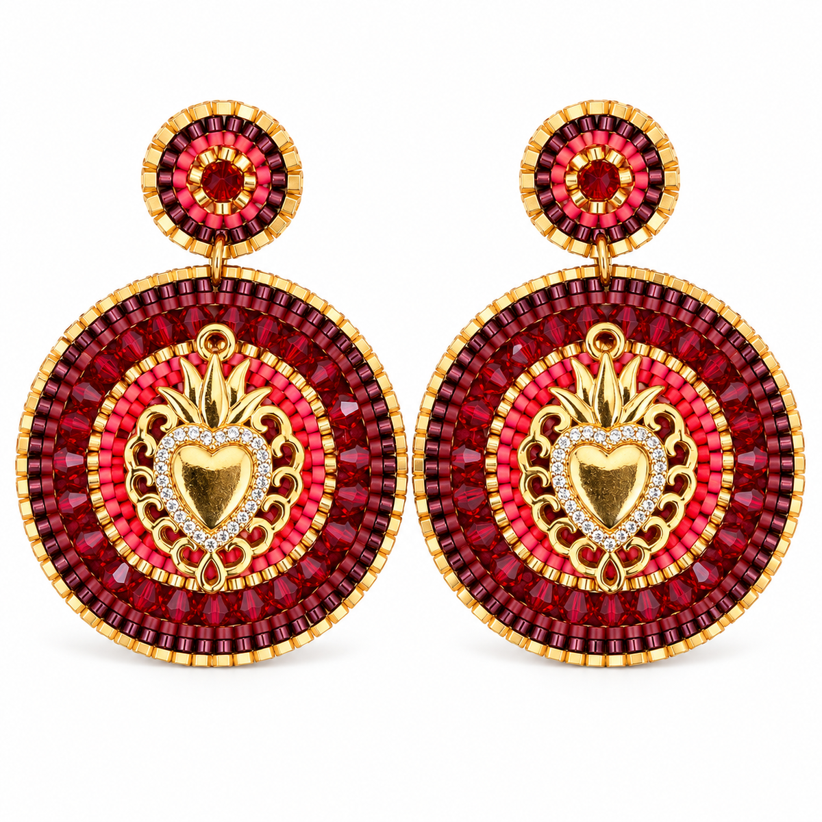 HYPNOCHIC - BOUCLES D'OREILLES COLLECTION MARIE - BORDEAUX ET ROUGE