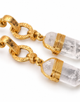 GAS BIJOUX - BOUCLES D'OREILLES AVENTURA - MÉTAL DORÉ - CRISTAL DE ROCHE