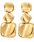 GAS BIJOUX - BOUCLES D'OREILLES SQUARE 3 RANGS GRAND MODELE - CLIPS - MÉTAL DORÉ