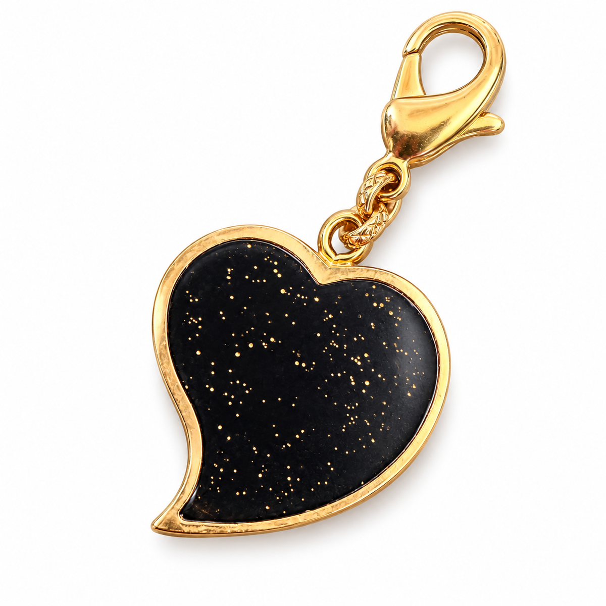 GAS BIJOUX - CHARMS COEUR MIRAGE GM - NOIR ET PAILLETTES OR