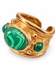 GAS BIJOUX - BAGUE SIMONE DORÉE - MALACHITE - METAL DORÉ - TAILLE M