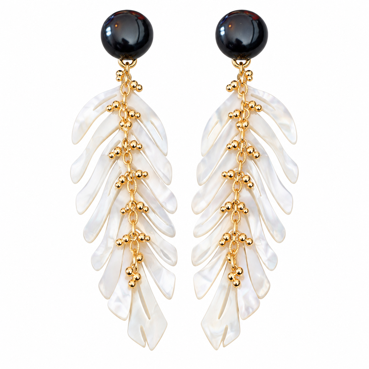GAS BIJOUX - BOUCLES D'OREILLES CAVALLO ACÉTATE BLANC - EMBOUTS ACÉTATE NOIR
