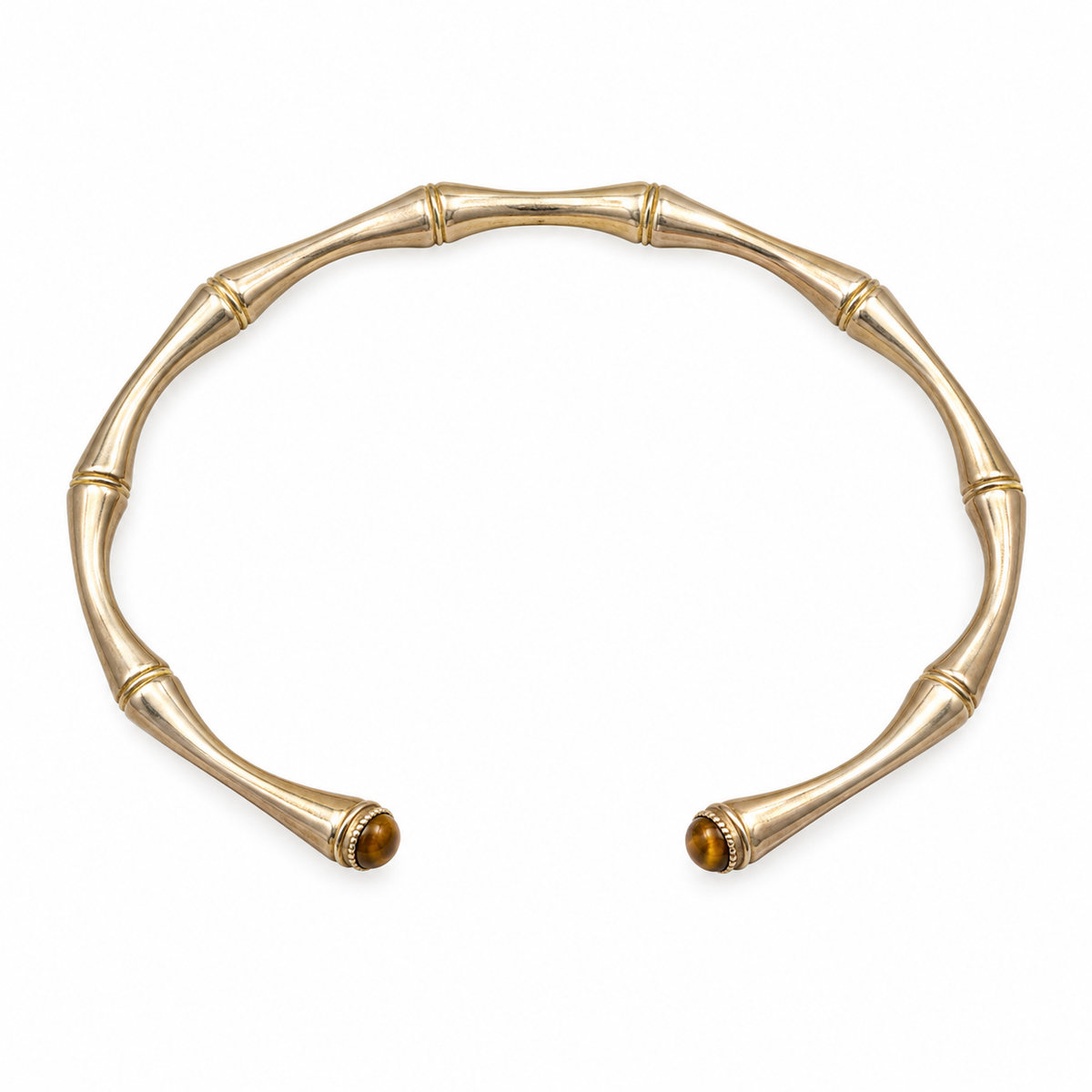 GAS BIJOUX - BRACELET BAMBOU CABOCHON MINI - OEIL DE TIGRE - METAL DORÉ