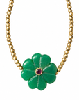LE MONDE EST STONE - SAUTOIR ÉLASTIQUE FLOWER VERT JADE