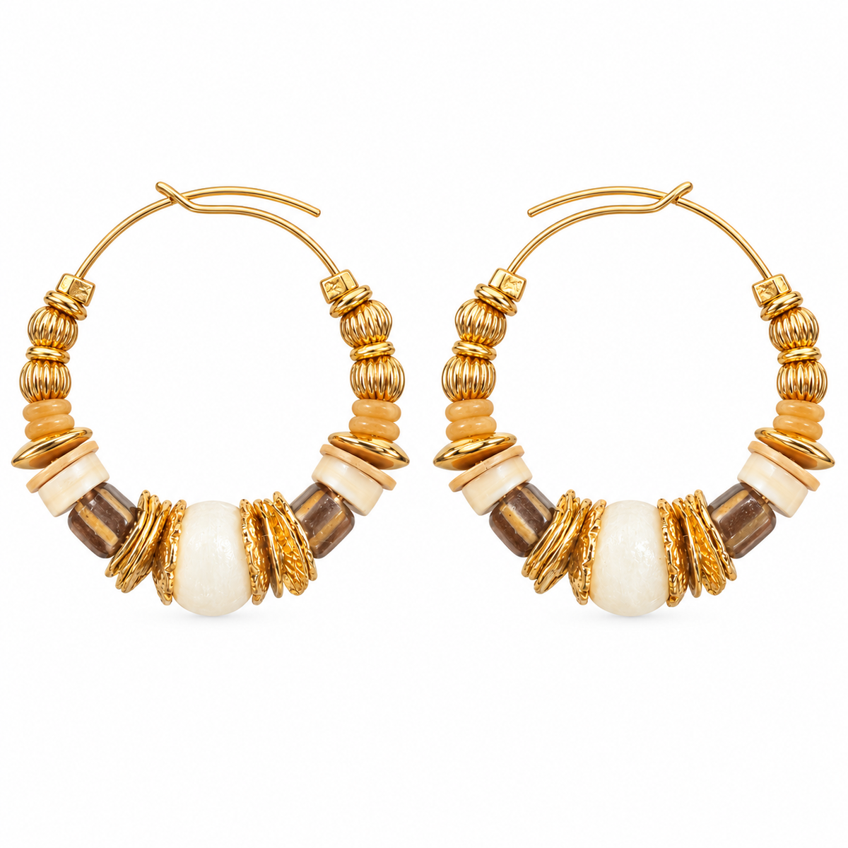 GAS BIJOUX - BOUCLES D'OREILLES CREOLES ALOHA - METAL DORE