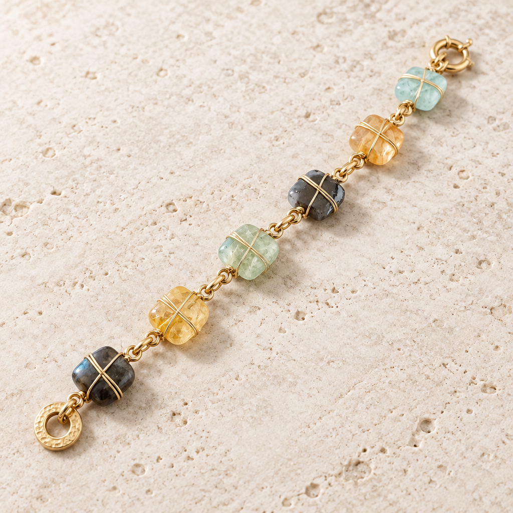 GAS BIJOUX - BRACELET RAINBOW SQUARE MULTICOLORE - NEW COLOR