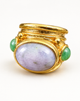 GAS BIJOUX - BAGUE SIMONE DOREE QUARTE LAVANDE ET AVENTURINE VERTE - TAILLE M