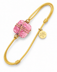 GAS BIJOUX - BRACELET CORDON MOUTARDE - RHONODITE - MÉTAL DORÉ