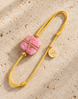 GAS BIJOUX - BRACELET CORDON MOUTARDE - RHONODITE - MÉTAL DORÉ