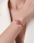 GAS BIJOUX - BRACELET CORDON MOUTARDE - RHONODITE - MÉTAL DORÉ