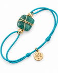 GAS BIJOUX - BRACELET CORDON TURQUOISE - JADE BLEUTÉ - MÉTAL DORÉ