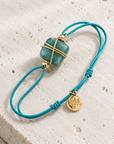 GAS BIJOUX - BRACELET CORDON TURQUOISE - JADE BLEUTÉ - MÉTAL DORÉ