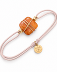 GAS BIJOUX - BRACELET SQUARE CORDOn ROSE PALE - JASPE ORANGE