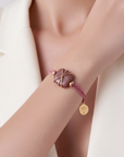 GAS BIJOUX - BRACELET SQUARE CORDON FUSHIA - JASPE POURPRE - MÉTAL DORÉ