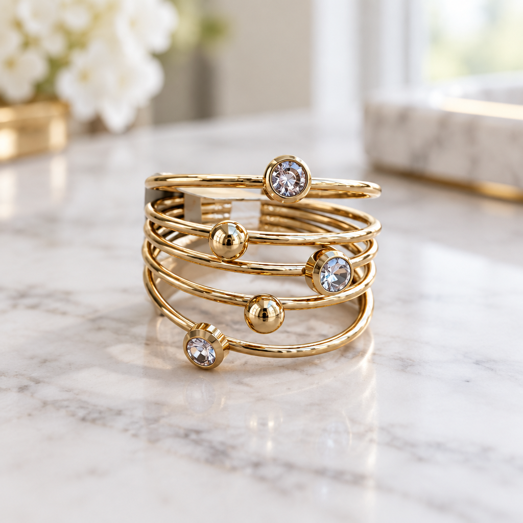 ZAG BIJOUX - BAGUE MULTI ANNEAUX AVEC ZIRCONS BLANCS - AJUSTABLE