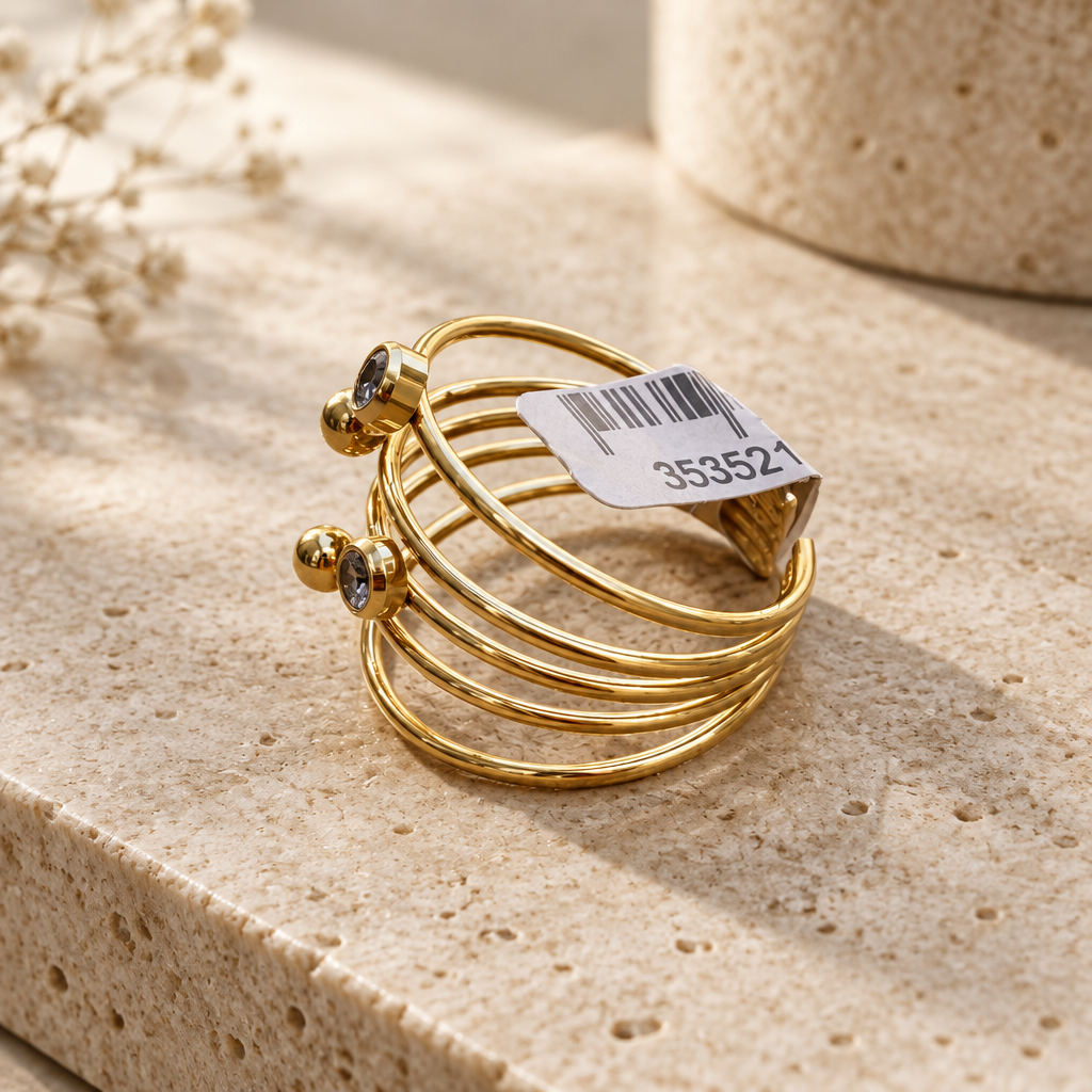 ZAG BIJOUX - BAGUE MULTI ANNEAUX AVEC ZIRCONS BLANCS - AJUSTABLE