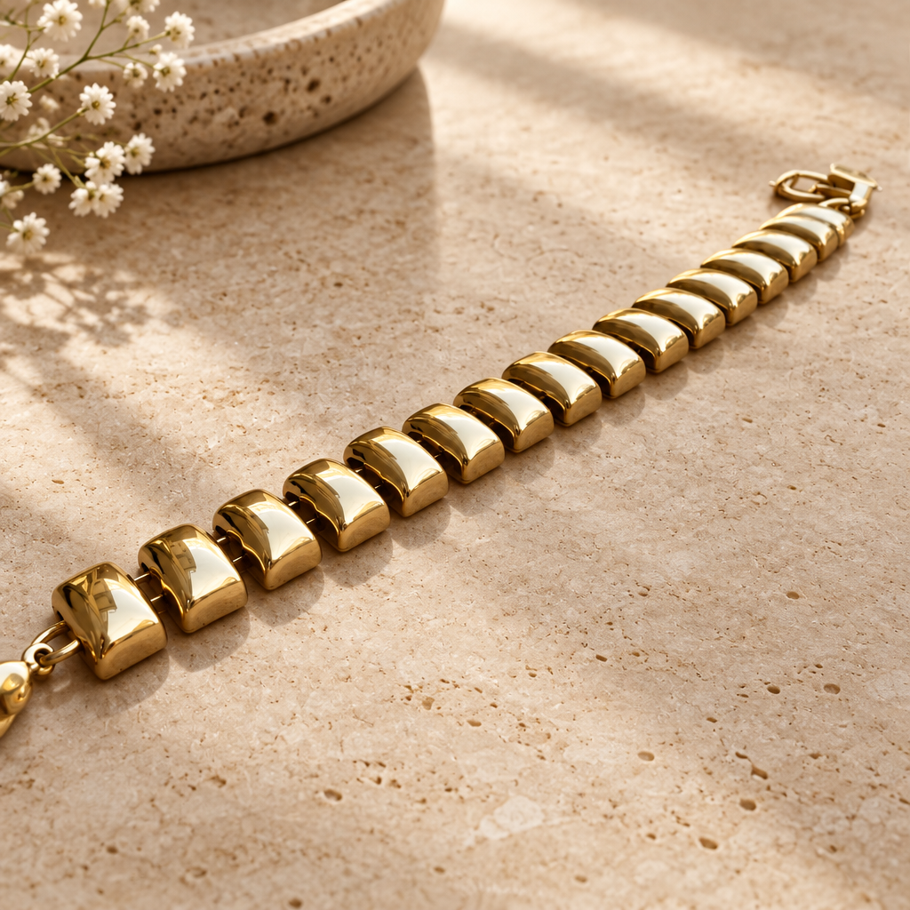 ZAG BIJOUX - BRACELET ARTICULE ACIER DORÉ