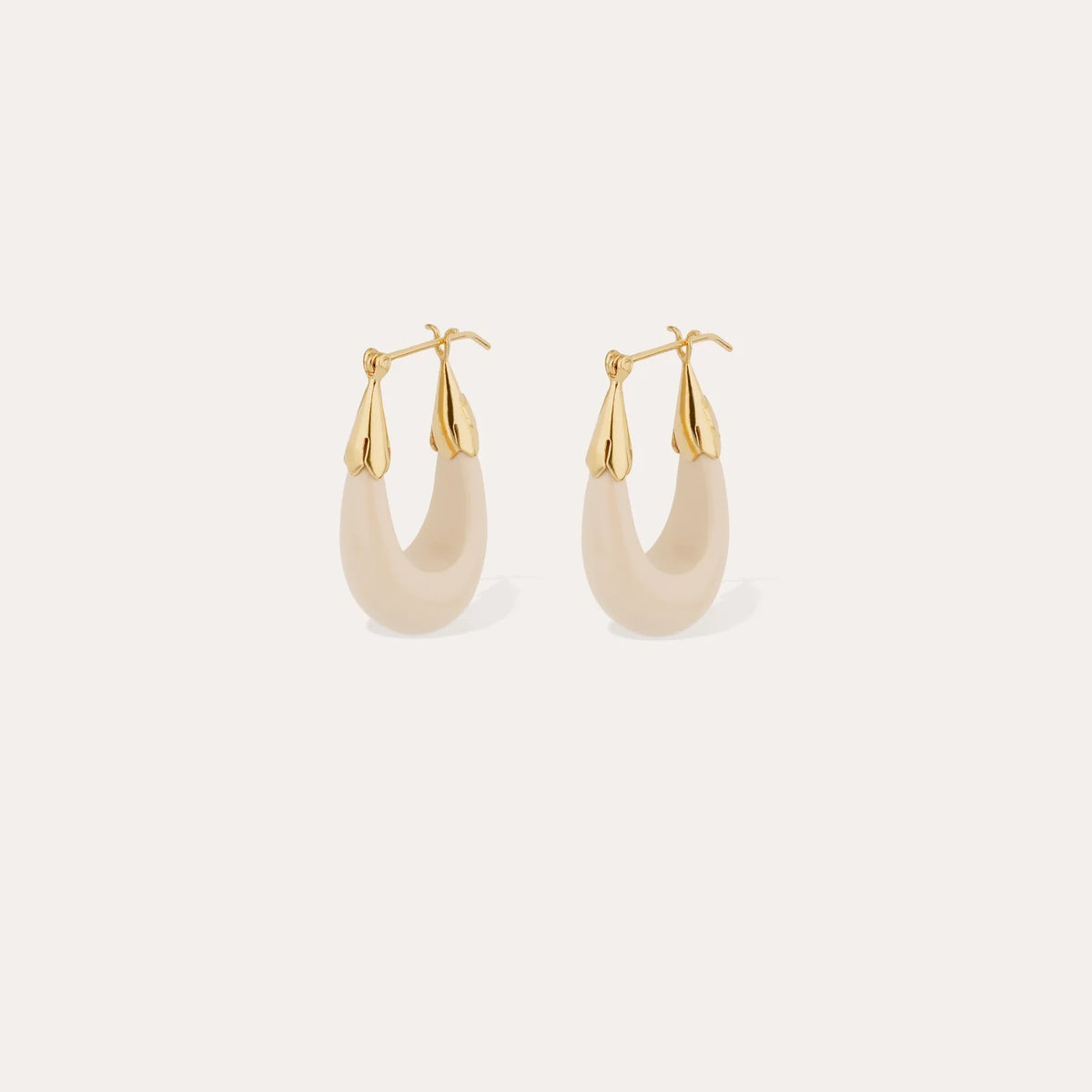GAS BIJOUX - BOUCLES D’OREILLES ÉCUME PETIT MODÈLE - ACÉTATE BEIGE - MÉTAL DORÉ