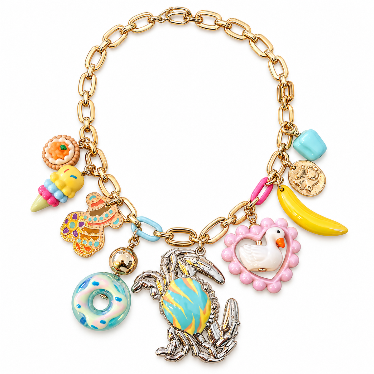 GAS BIJOUX - COLLIER GAGALAND - THÈME KAWAI - PIÈCE UNIQUE - MÉTAL DORE