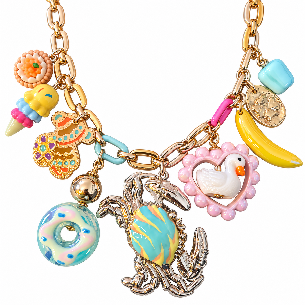 GAS BIJOUX - COLLIER GAGALAND - THÈME KAWAI - PIÈCE UNIQUE - MÉTAL DORE