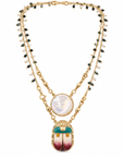 GAS BIJOUX - COLLIER SCAPULAIRE - MÉTAL DORÉ - NACRE BLANCHE