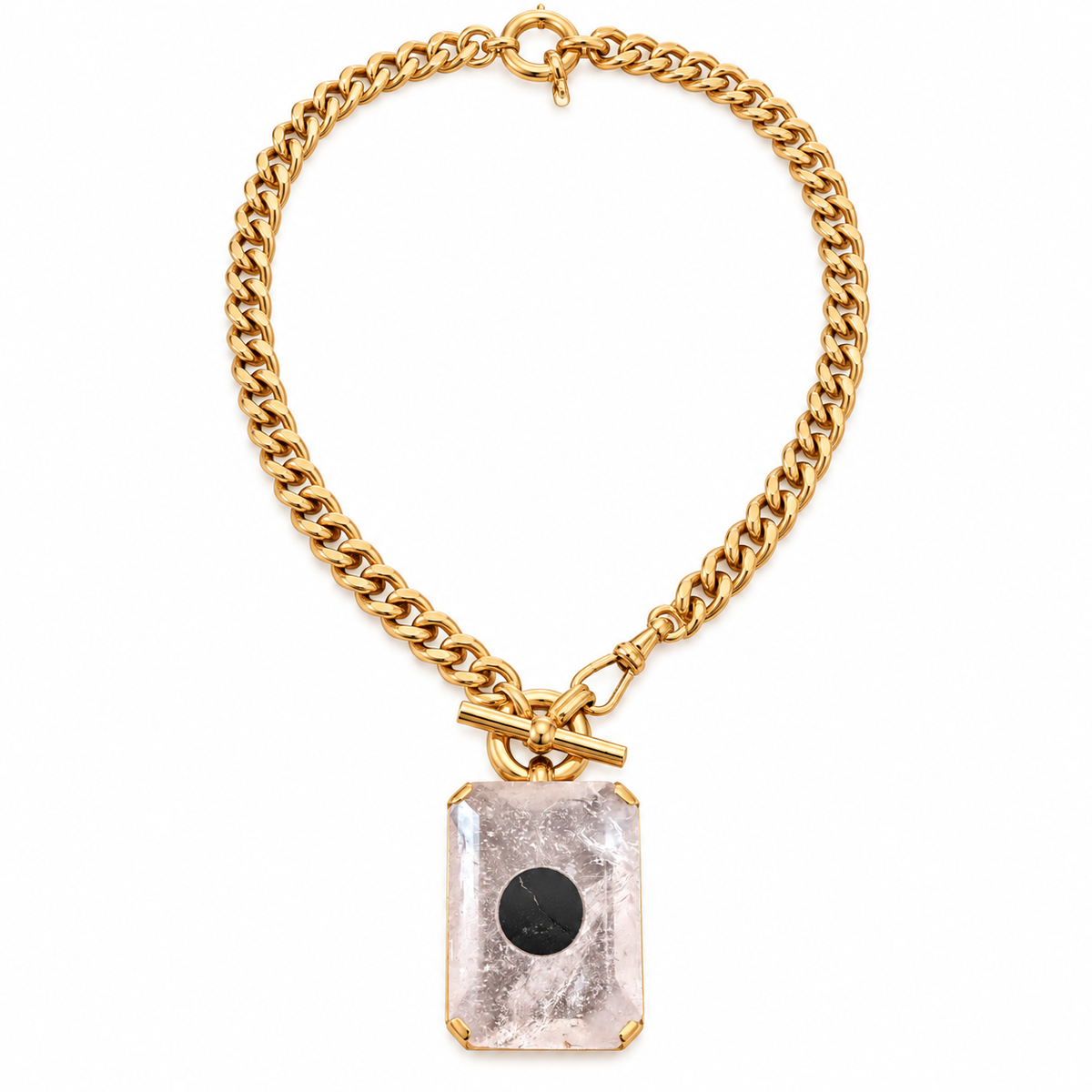 GAS BIJOUX - COLLIER FRAME - METAL DORE - CRISTAL DE ROCHE