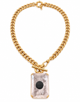 GAS BIJOUX - COLLIER FRAME - METAL DORE - CRISTAL DE ROCHE
