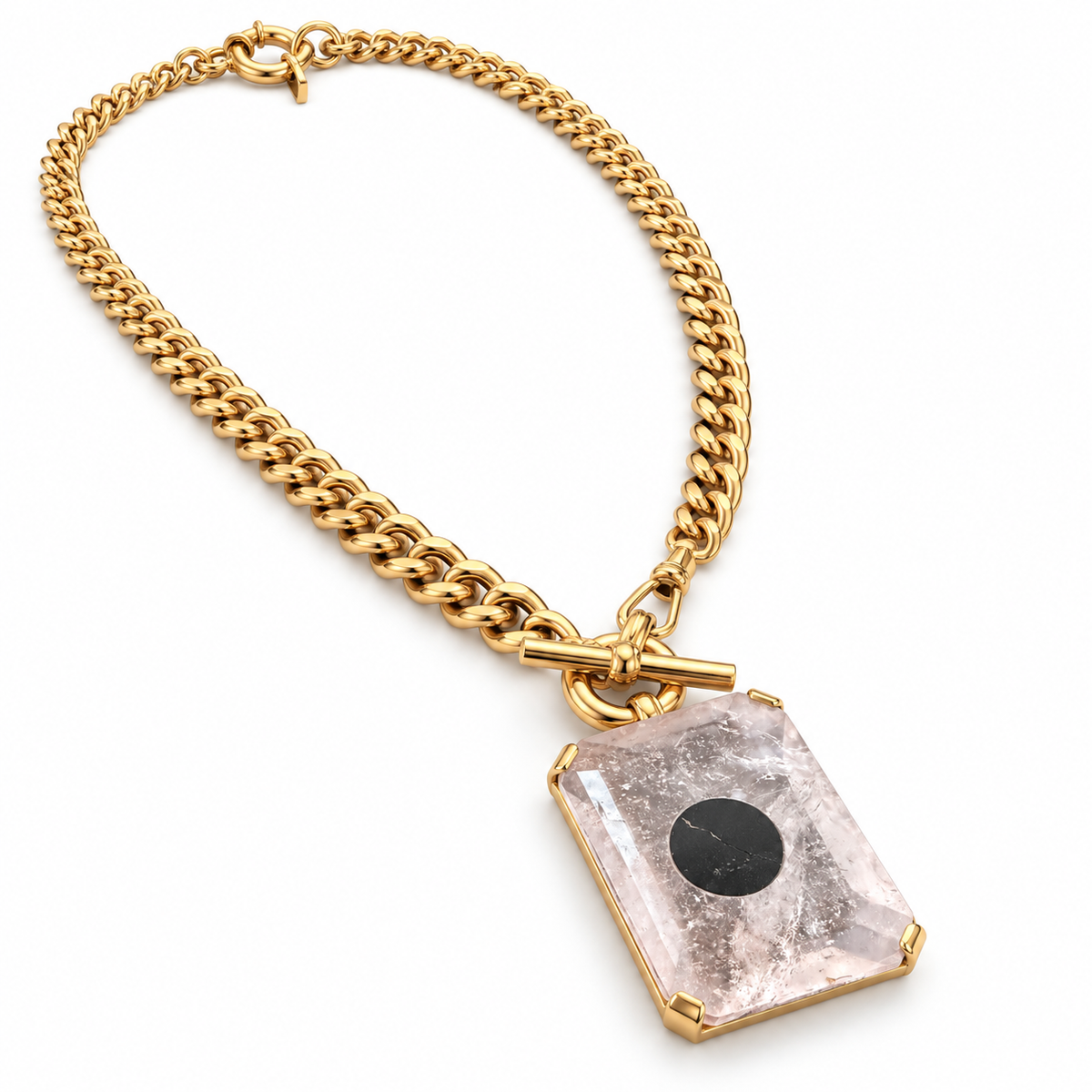 GAS BIJOUX - COLLIER FRAME - METAL DORE - CRISTAL DE ROCHE