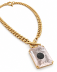 GAS BIJOUX - COLLIER FRAME - METAL DORE - CRISTAL DE ROCHE