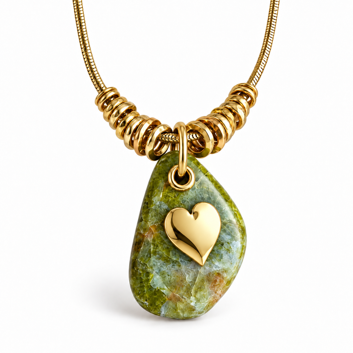 GAS BIJOUX - COLLIER GALET - VESSONITE - MÉTAL DORÉ