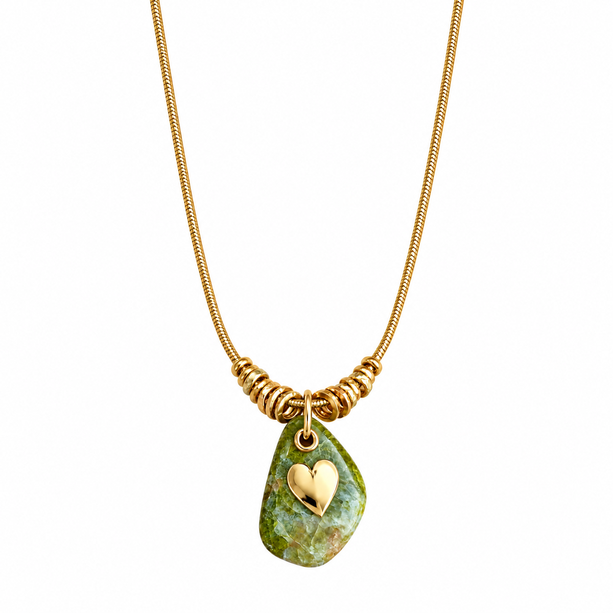 GAS BIJOUX - COLLIER GALET - VESSONITE - MÉTAL DORÉ