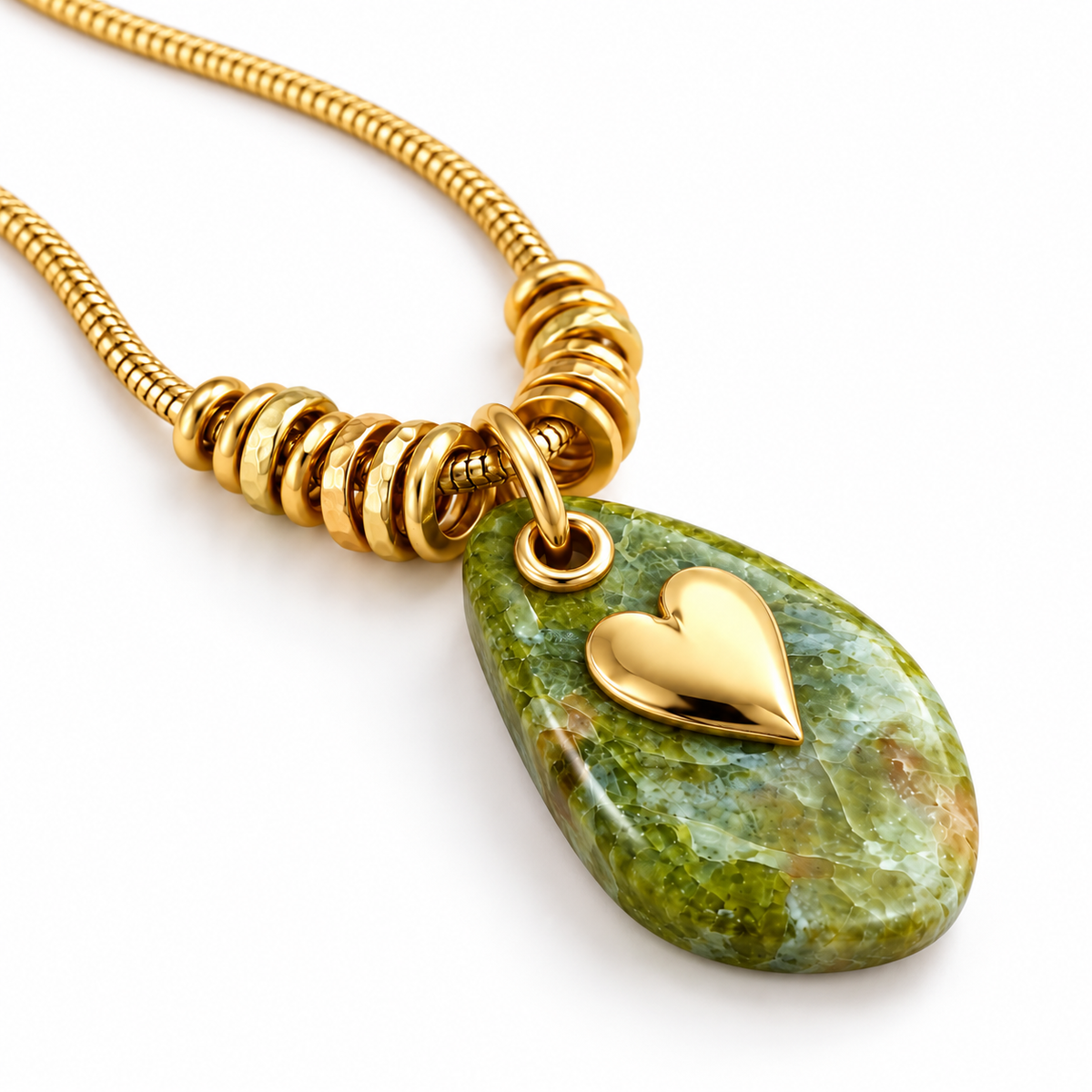 GAS BIJOUX - COLLIER GALET - VESSONITE - MÉTAL DORÉ
