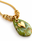 GAS BIJOUX - COLLIER GALET - VESSONITE - MÉTAL DORÉ