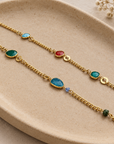 GAS BIJOUX - SAUTOIR SILÈNE MÉTAL DORÉ - CORNALINE - APATITE - AGATE VERTE