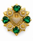 AZAFRAN ROZA - BROCHE EX-VOTO - DORÉ ET VERTE
