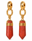 GAS BIJOUX - BOUCLES D’OREILLES AVENTURA JASPE ROUGE - MÉTAL DORÉ