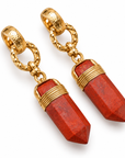 GAS BIJOUX - BOUCLES D’OREILLES AVENTURA JASPE ROUGE - MÉTAL DORÉ