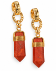 GAS BIJOUX - BOUCLES D’OREILLES AVENTURA JASPE ROUGE - MÉTAL DORÉ