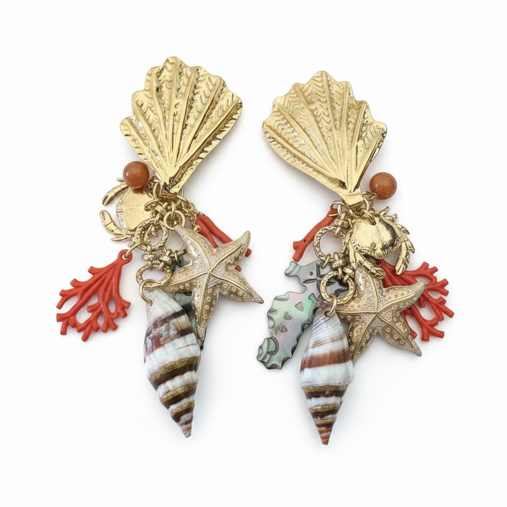 GAS BIJOUX - BOUCLES D’OREILLES DORÉES  CLIPS SHELLITA - MODÈLE UNIQUE