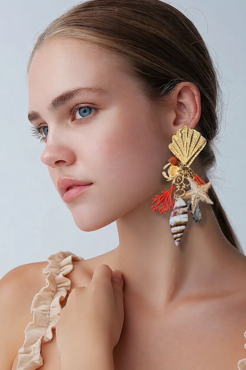GAS BIJOUX - BOUCLES D’OREILLES DORÉES  CLIPS SHELLITA - MODÈLE UNIQUE