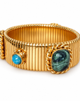 GAS BIJOUX - BRACELET STRADA AMARANTE - JASPE VERTE - MÉTAL DORÉ - TAILLE 1