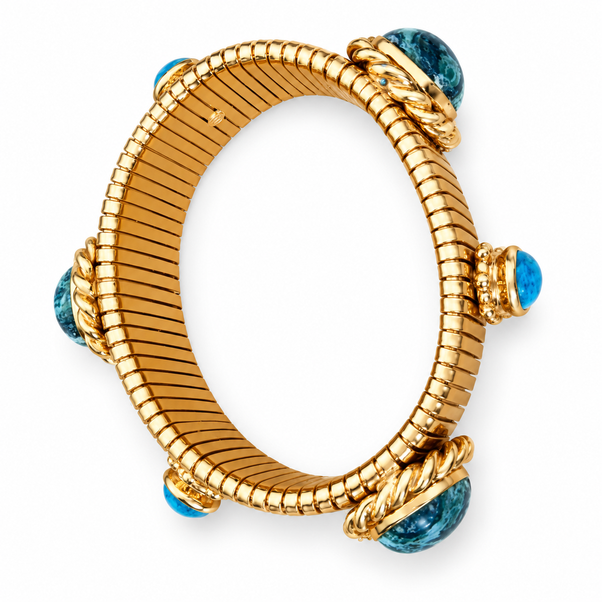 GAS BIJOUX - BRACELET STRADA AMARANTE - JASPE VERTE - MÉTAL DORÉ - TAILLE 1