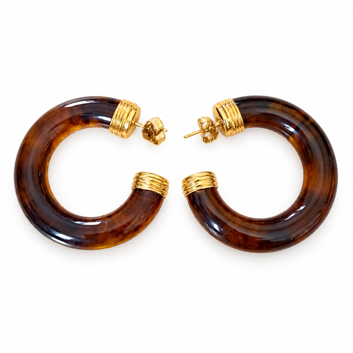 GAS BIJOUX - BOUCLES D’OREILLES CRÉOLES TURNER ACETATE - ÉCAILLE - MÉTAL DORÉ