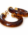 GAS BIJOUX - BOUCLES D’OREILLES CRÉOLES TURNER ACETATE - ÉCAILLE - MÉTAL DORÉ