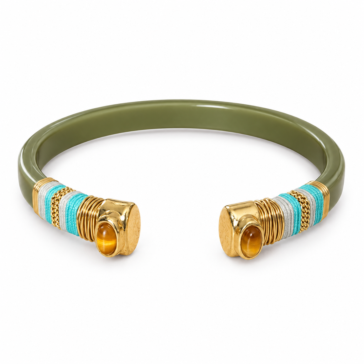 GAS BIJOUX - BRACELET SARINA BIS - ACÉTATE KAKI - MÉTAL DORÉ