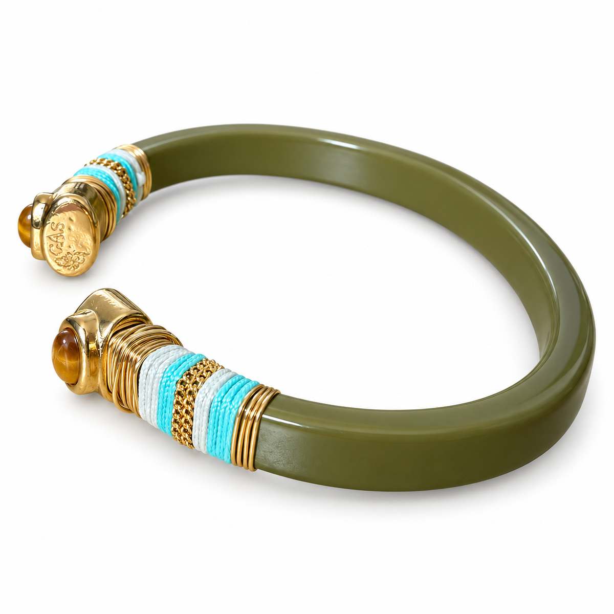 GAS BIJOUX - BRACELET SARINA BIS - ACÉTATE KAKI - MÉTAL DORÉ