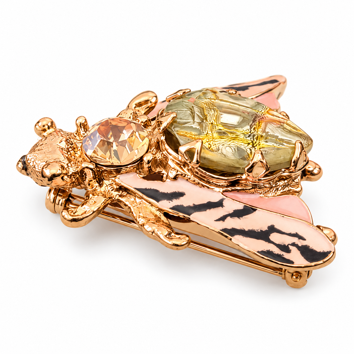 GAS BIJOUX - BROCHE MOUCHE ÉMAILLÉE - MÉTAL DORÉ